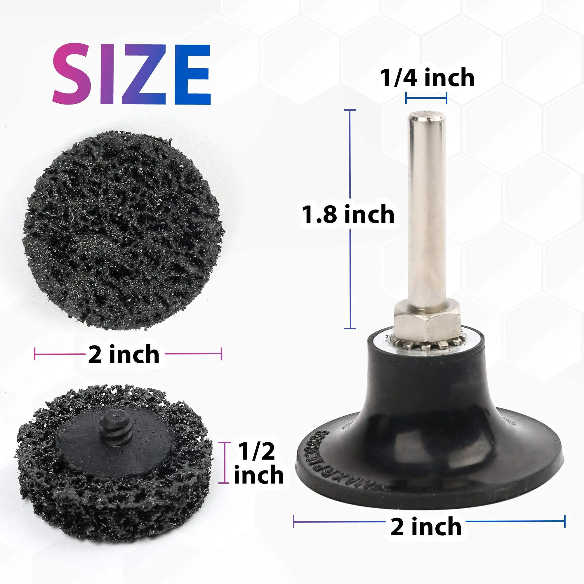 12 Pack 2 Inch Quick Change Stripping Disc Easy Strip and Clean Discs with 1 Disc Pad Holder, Non Woven Silicon Coarse Grinding Discs Set, Paint and Rust Remover Stripper Pads