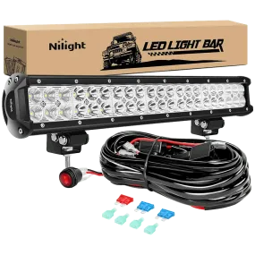 20 Inch 126W Double Row Spot Flood Led Light Bars | 16AWG Wire 3Pin Switch