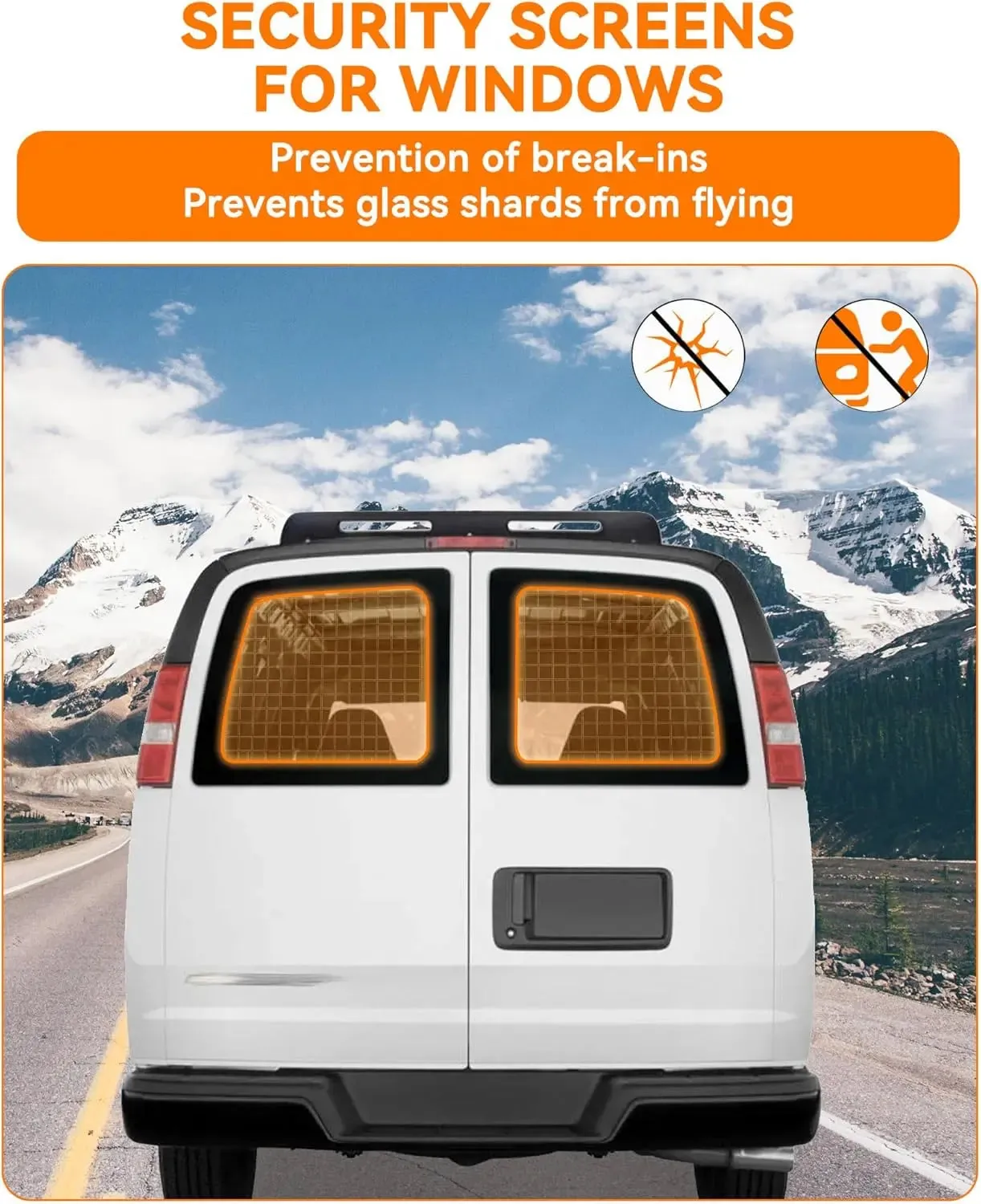 2Pcs Rear Security Window Screens for Chevy Express/GMC Savana