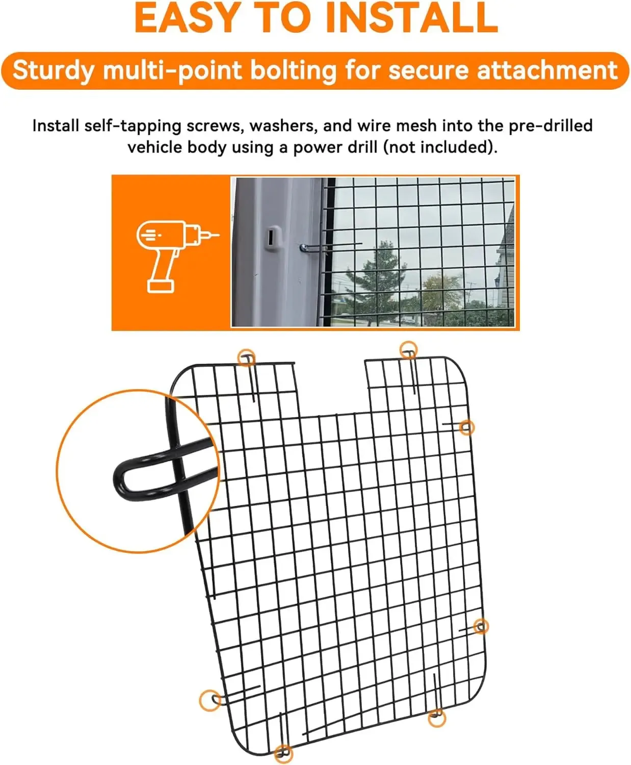 2Pcs Rear Security Window Screens for Chevy Express/GMC Savana