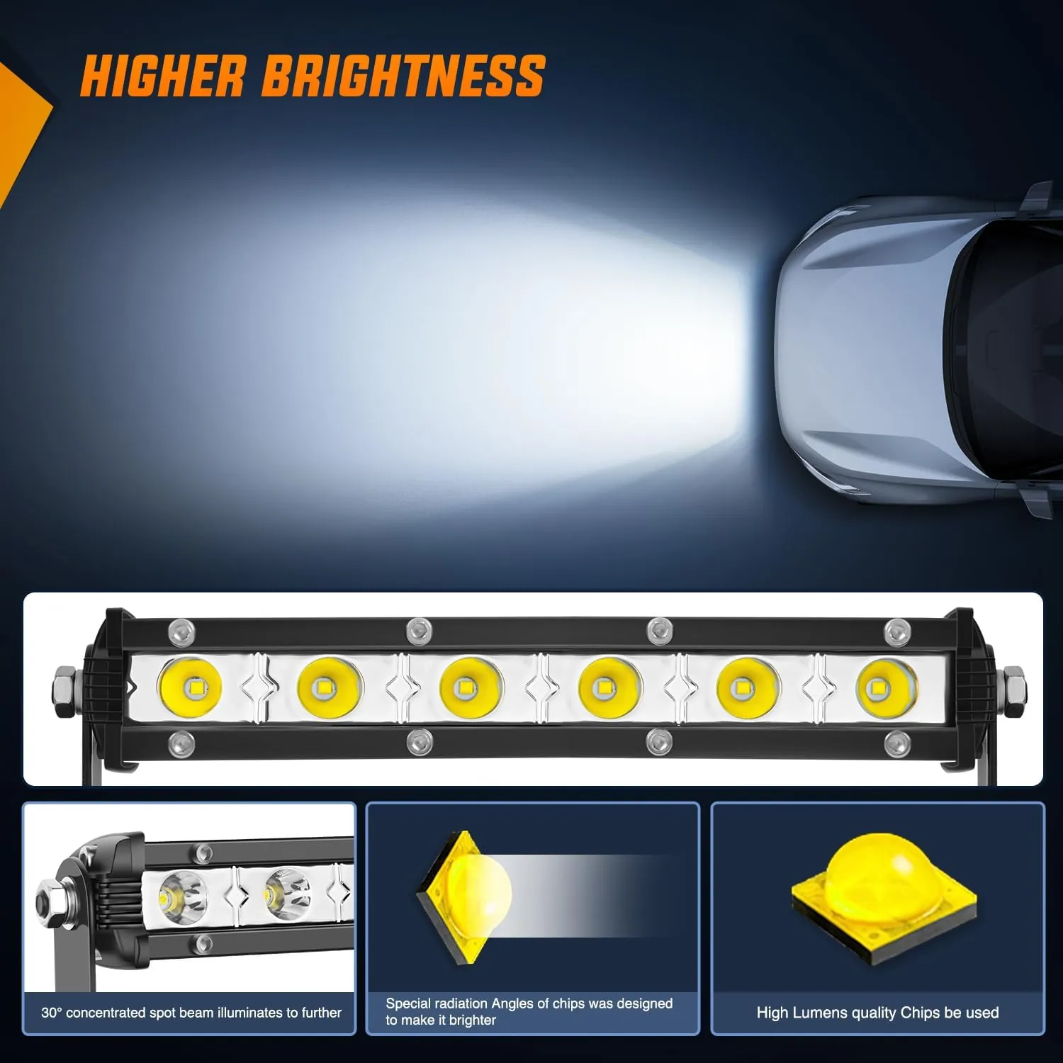 7 Inch 18W 6LED Single Row Ultra-Slim Spot LED Light Bars