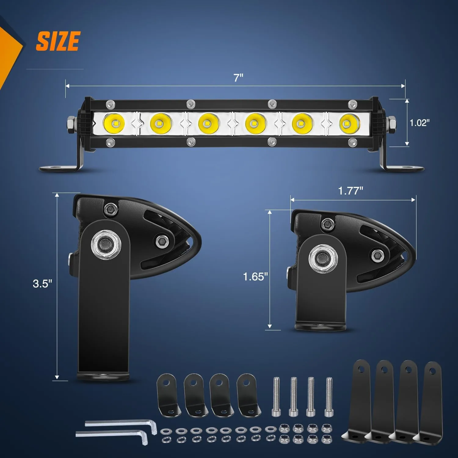 7 Inch 18W 6LED Single Row Ultra-Slim Spot LED Light Bars