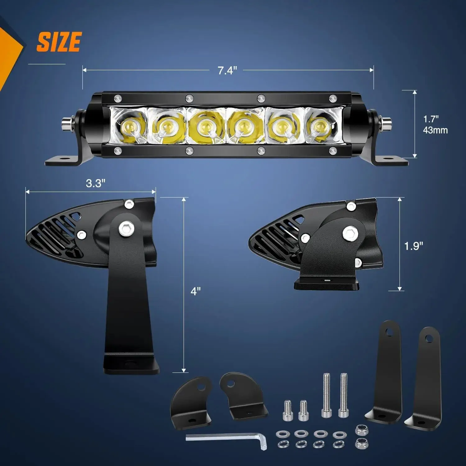 7 Inch 30W 3600LM Slim Spot LED Light Bars (Pair)