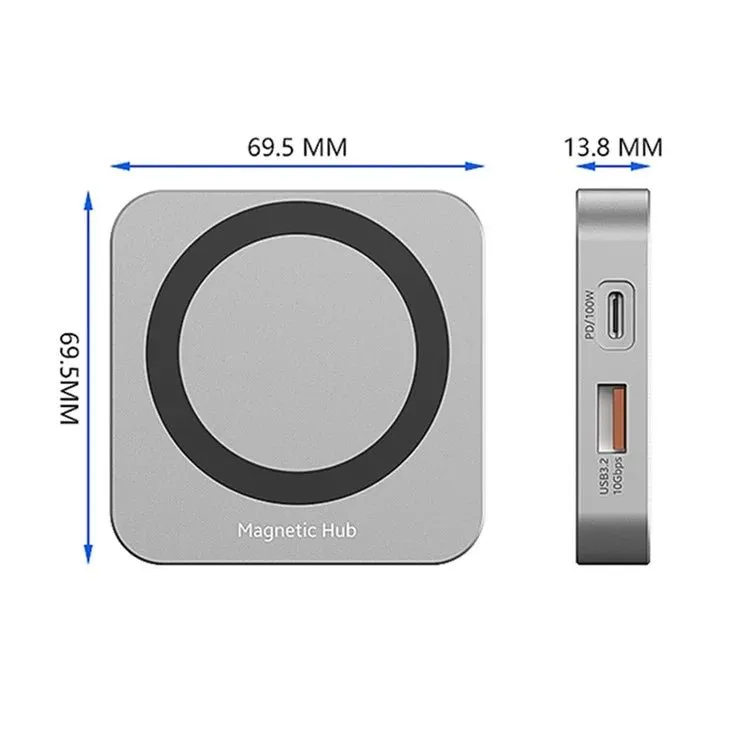 8-IN-1 Magnetic 2230 M.2 NVMe SSD Enclosure - 10Gbps USB-C 3.2 Gen2 to NVMe PCI-E, 100W Charger for iPhone15 Pro & MacBook