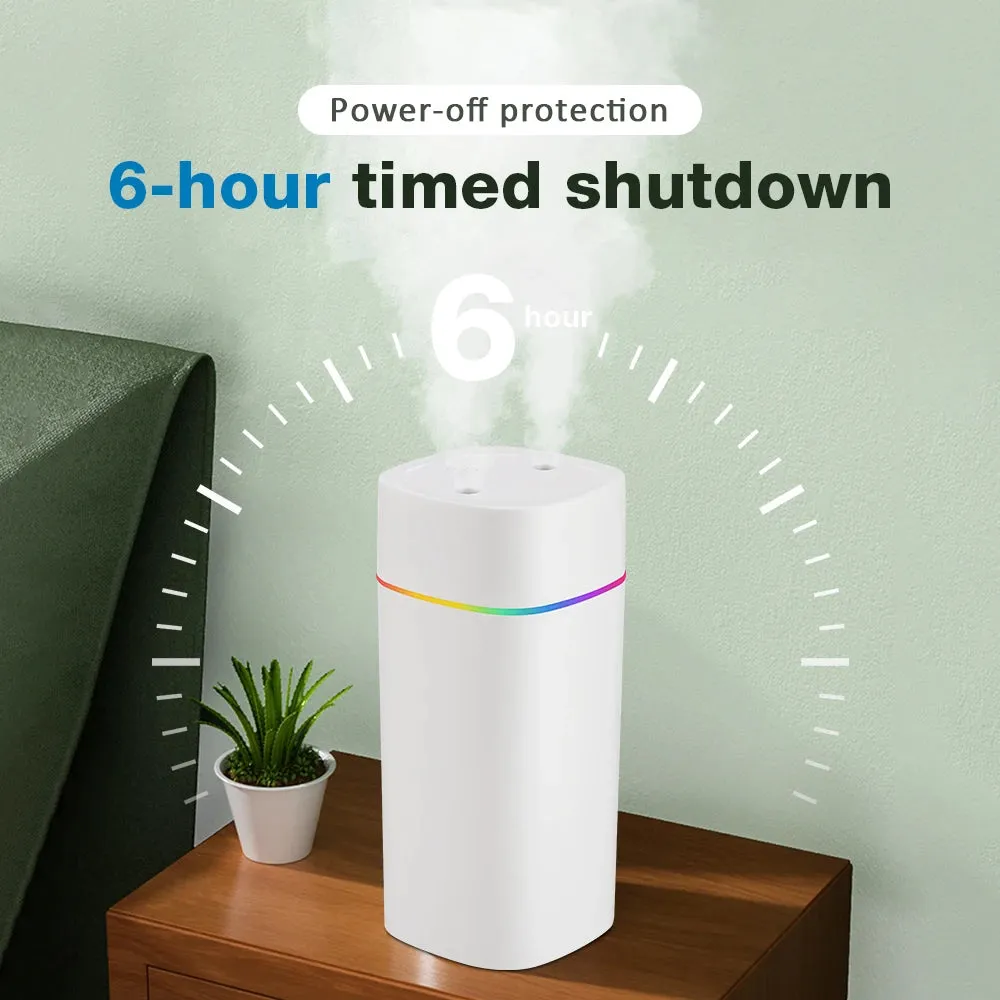 Air Humidifier Double Spray Port Essential Oil Aromatherapy Humidifier Mute Atomizer Colorful Lights For Home Office Car 600ML