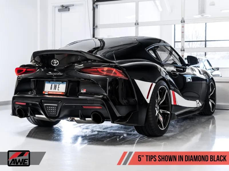 AWE Non-Resonated Touring Edition Exhaust - 5in Diamond Black Tips | 2020  Toyota GR Supra A90