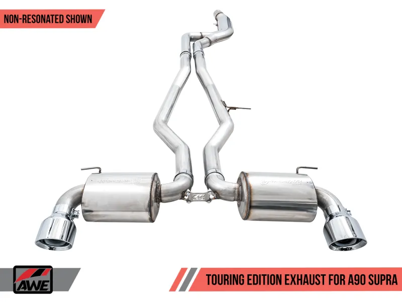 AWE Non-Resonated Touring Edition Exhaust - 5" Chrome Silver Tips | 2020  Toyota GR Supra A90