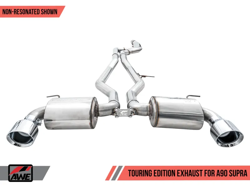 AWE Non-Resonated Touring Edition Exhaust - 5" Chrome Silver Tips | 2020  Toyota GR Supra A90