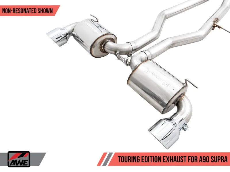 AWE Non-Resonated Touring Edition Exhaust - 5" Chrome Silver Tips | 2020  Toyota GR Supra A90