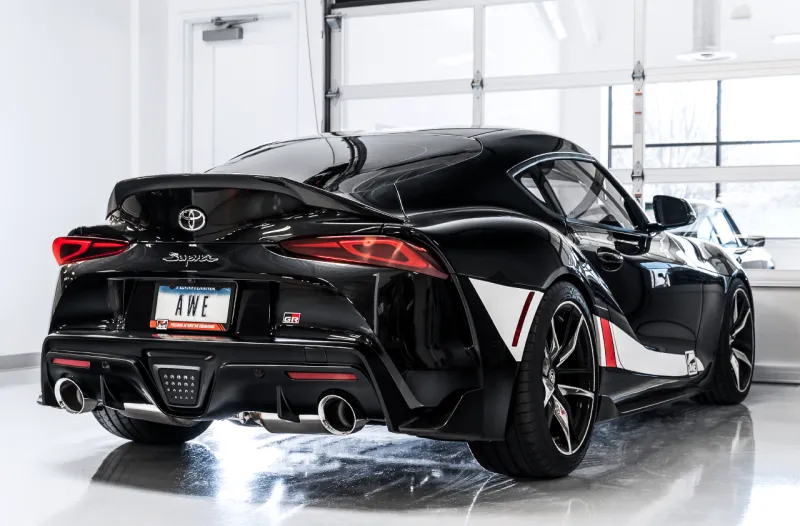 AWE Non-Resonated Touring Edition Exhaust - 5" Chrome Silver Tips | 2020  Toyota GR Supra A90