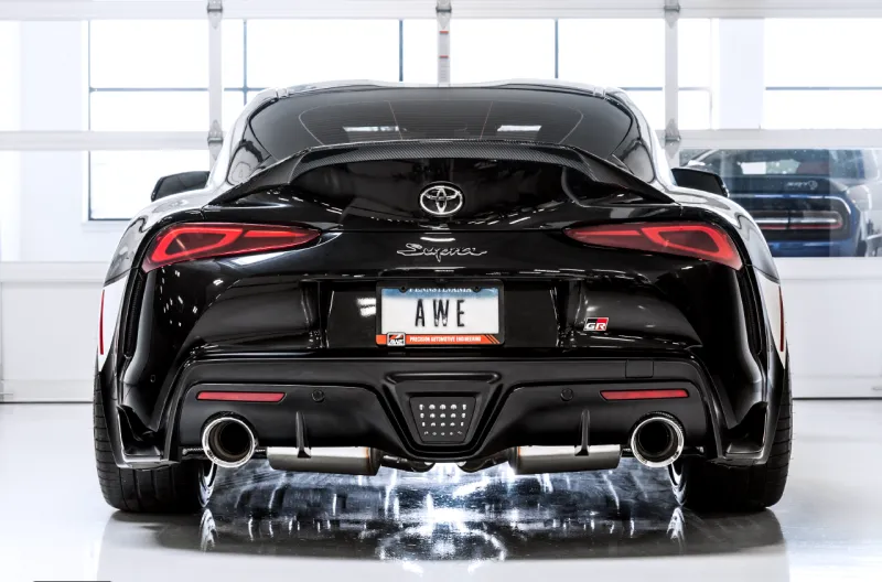 AWE Non-Resonated Touring Edition Exhaust - 5" Chrome Silver Tips | 2020  Toyota GR Supra A90