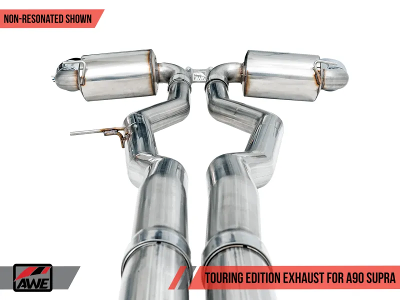 AWE Non-Resonated Touring Edition Exhaust - 5" Chrome Silver Tips | 2020  Toyota GR Supra A90