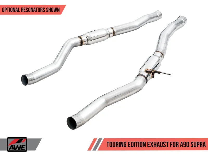 AWE Resonated Touring Edition Exhaust - 5in Chrome Silver Tips | 2020  Toyota GR Supra A90