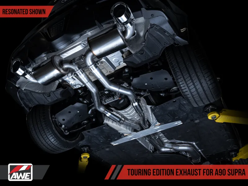 AWE Resonated Touring Edition Exhaust - 5in Chrome Silver Tips | 2020  Toyota GR Supra A90