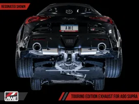 AWE Resonated Touring Edition Exhaust - 5in Chrome Silver Tips | 2020  Toyota GR Supra A90