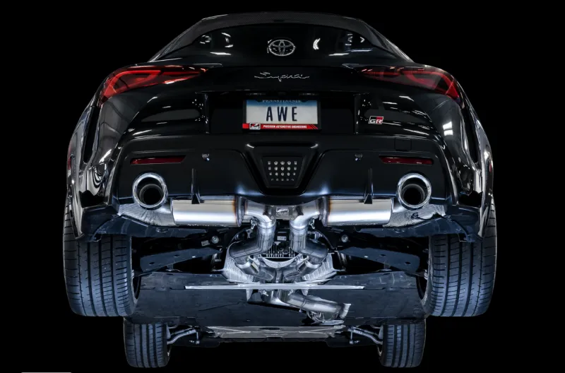 AWE Resonated Touring Edition Exhaust - 5in Chrome Silver Tips | 2020  Toyota GR Supra A90