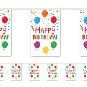 Birthday Balloons Happy Birthday Paper Flag Bunting Decoration - 2.4m