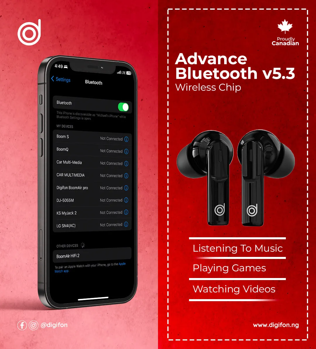 BoomAir HiFi2 TWS Environmental Noise Cancelling Earbuds - digifon