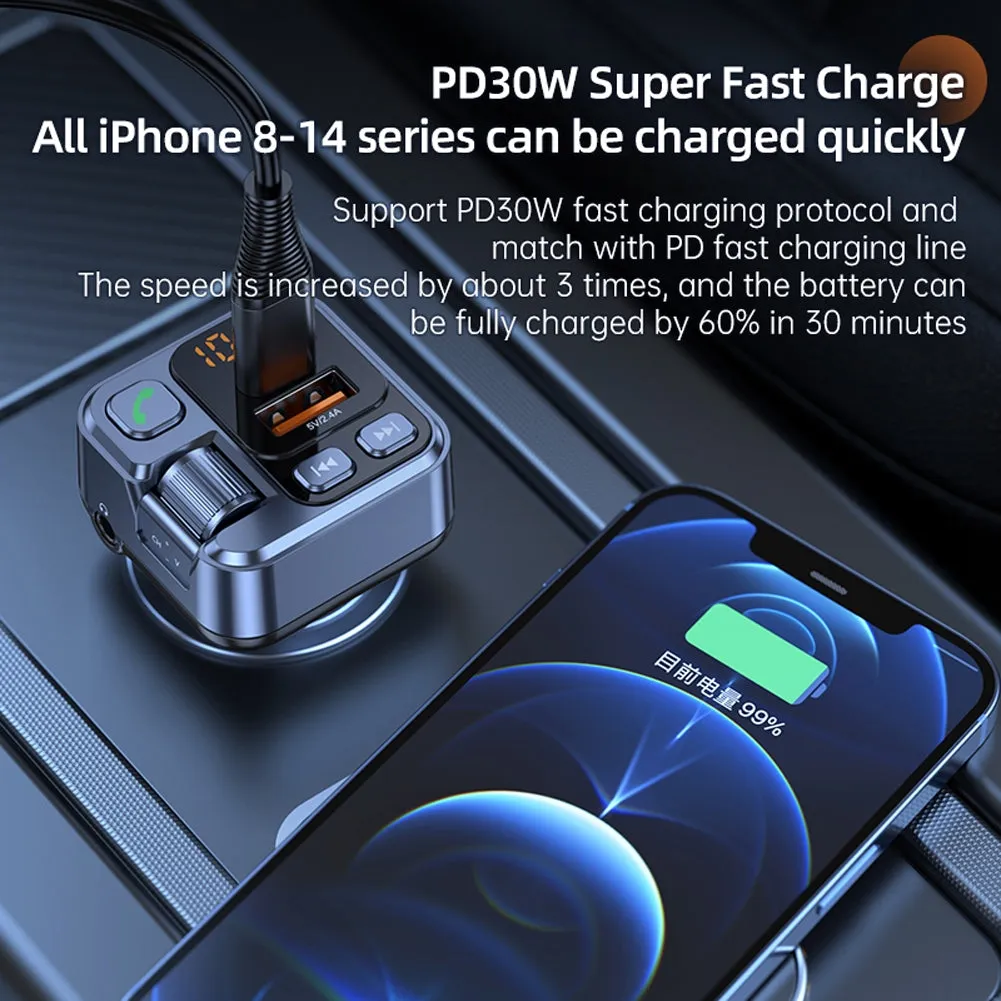 Car Fm Transmitter Bluetooth-compatible Hands-free Aux Player