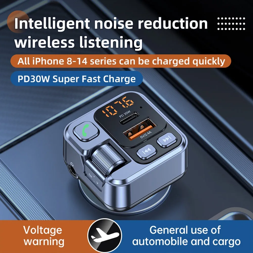 Car Fm Transmitter Bluetooth-compatible Hands-free Aux Player