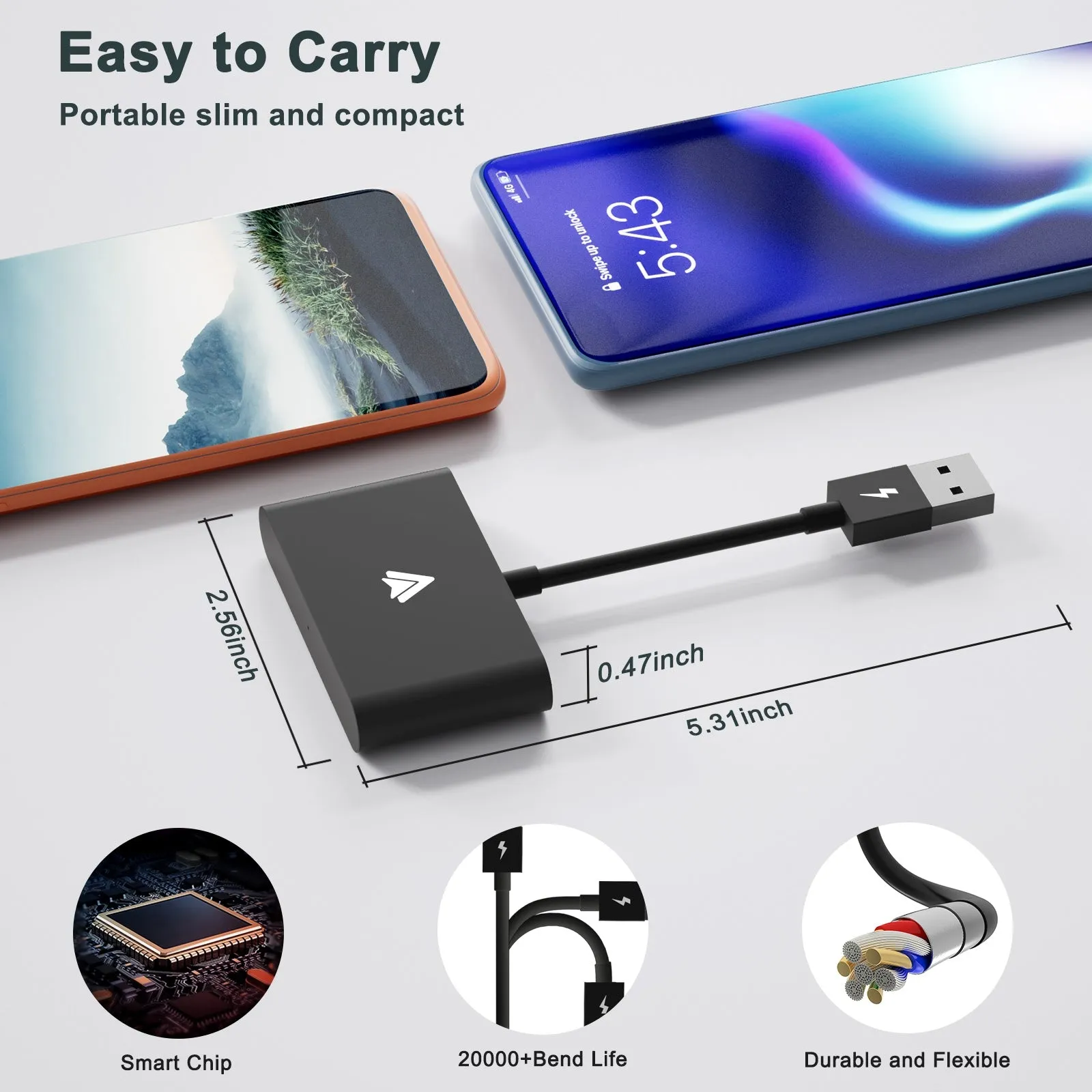 Car Wireless Adapter Compatible for Carplay Android Mobile Phone