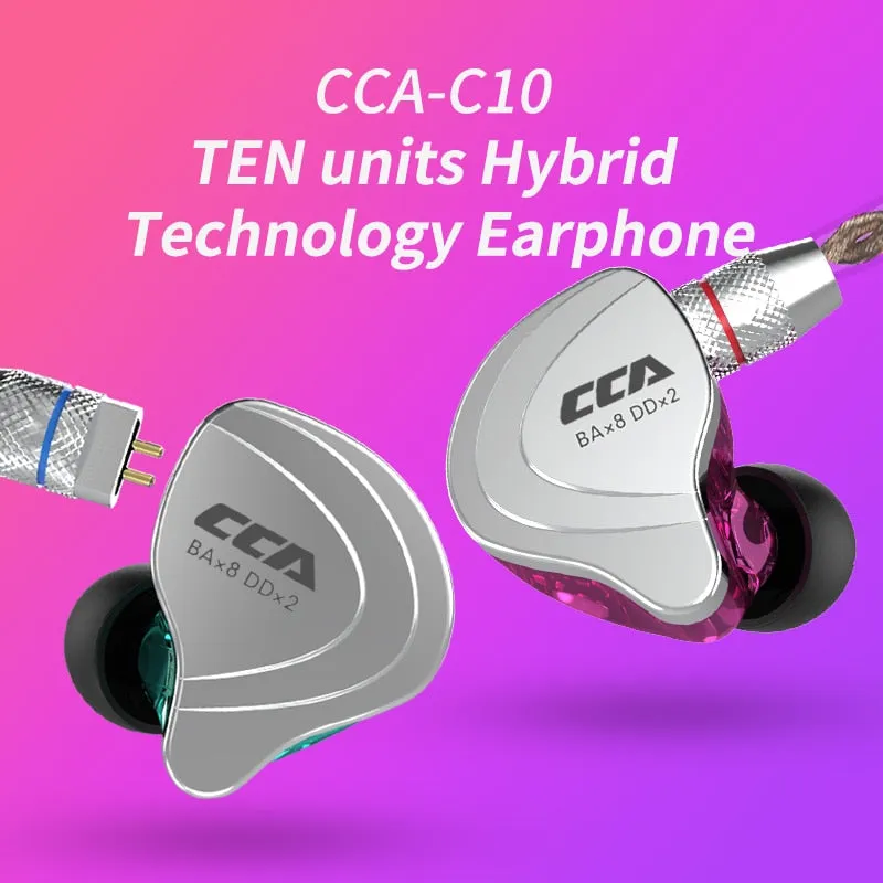 CCA C10 Headphones 4BA 1DD Hybrid Technology HiFi In Ear Music DJ Gamer Sport Earphone Active Noice Cancelling Monitor Headset