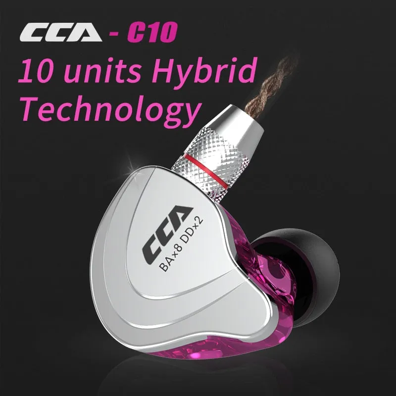 CCA C10 Headphones 4BA 1DD Hybrid Technology HiFi In Ear Music DJ Gamer Sport Earphone Active Noice Cancelling Monitor Headset