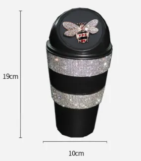Color: B - Car Trash Can Creative Swan Diamond Car Multi-function