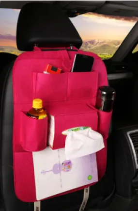 Color: Rose Red - Car storage bag peach heart multi-function back