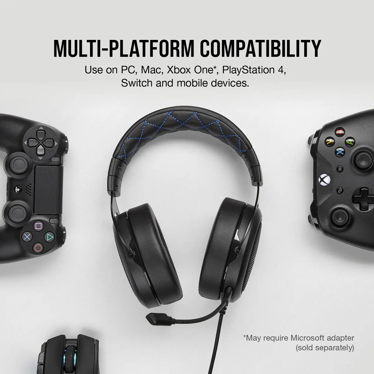 Corsair Headset HS50 Pro Stereo Gaming Headset for Playstation 4 and Mobile - Blue