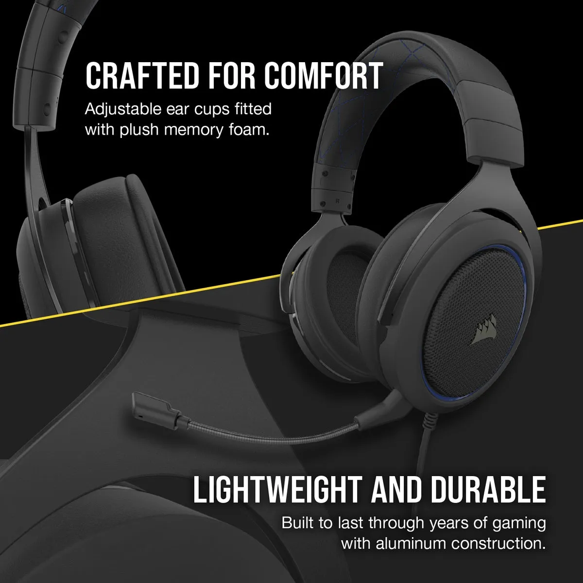 Corsair Headset HS50 Pro Stereo Gaming Headset for Playstation 4 and Mobile - Blue