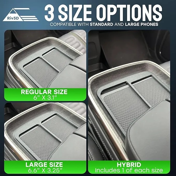 Double Cell Phone Holder for Rivian R1T & R1S - Charge Two Phones with Original Wireless Charging. Simple Installation, No Sliding