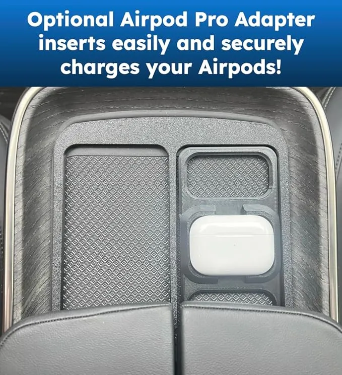 Double Cell Phone Holder for Rivian R1T & R1S - Charge Two Phones with Original Wireless Charging. Simple Installation, No Sliding