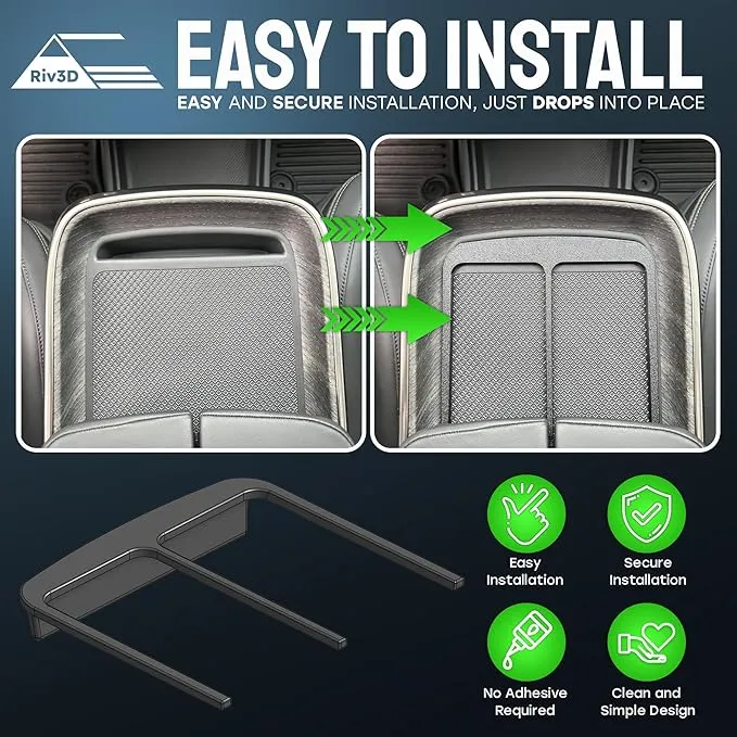 Double Cell Phone Holder for Rivian R1T & R1S - Charge Two Phones with Original Wireless Charging. Simple Installation, No Sliding