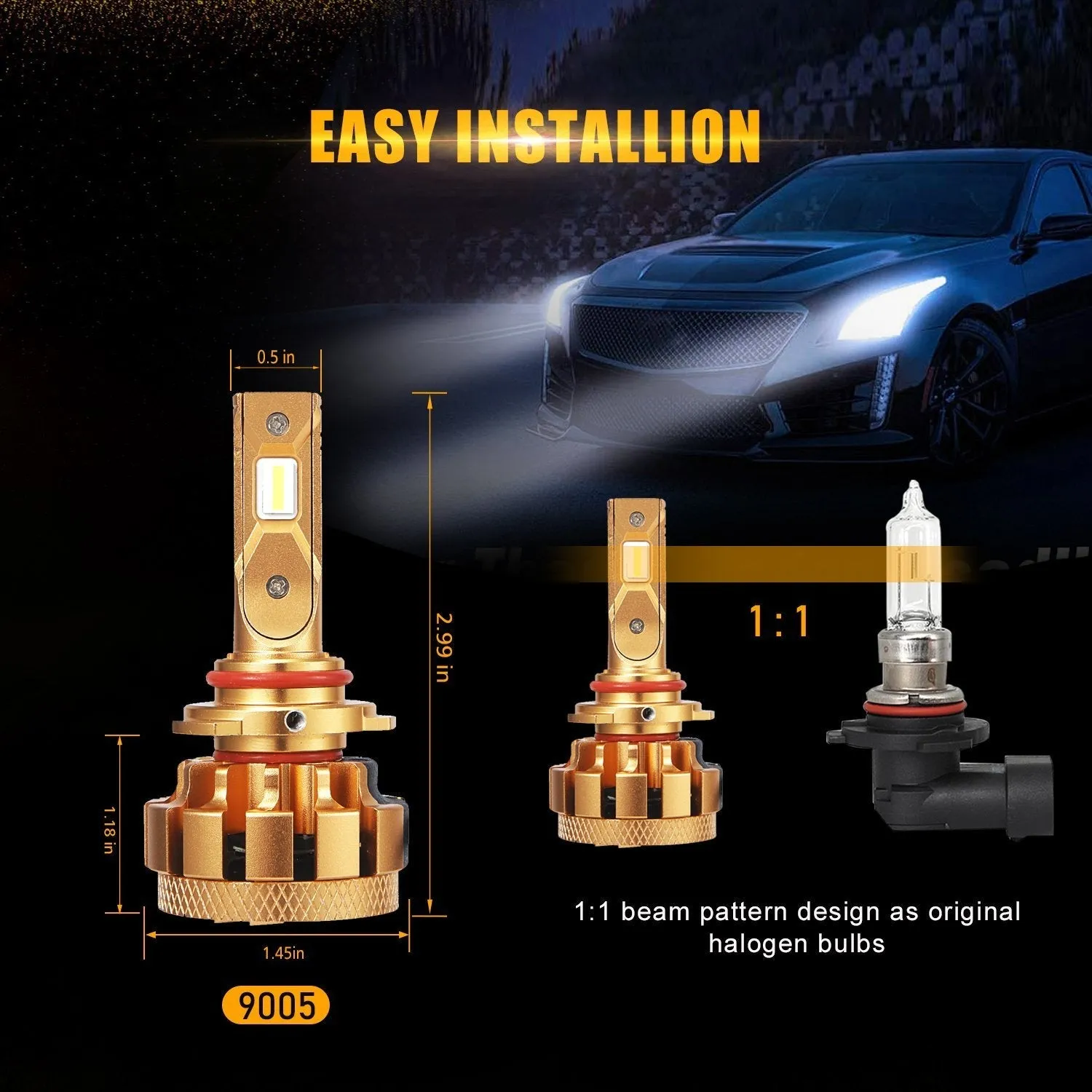 For 2007-2009 Mazda 3(with Halogen Capsule headlamps) F-16 Plus Series Built-in Canbus Automotive Grade 14000LM LED Light Bulbs High Low Beam Bundle