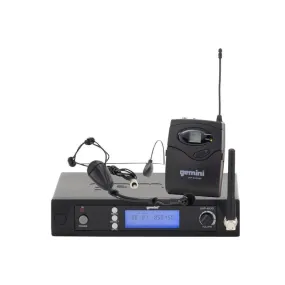 Gemini UHF-6100HL Single Channel Wireless PLL System, Includes UHF Receiver, Beltpack Transmitter and Headset Lavalier Microphone