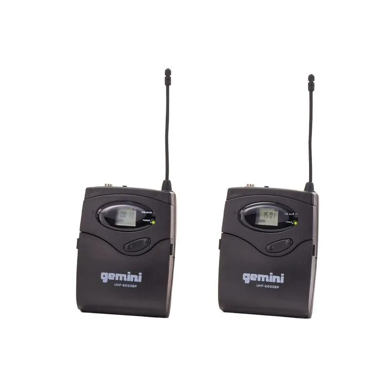 Gemini UHF-6200HL Dual Channel Wireless PLL System, Includes UHF Receiver, 2x Beltpack Transmitter and 2x Headset Lavalier Microphone