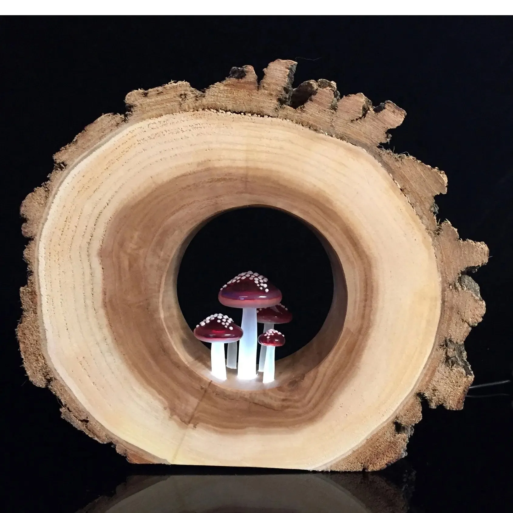 Glass Mushroom in Round Willow Glass Night Light & Ambient Lighting by Sage Churchill-Foster, Sage Studios