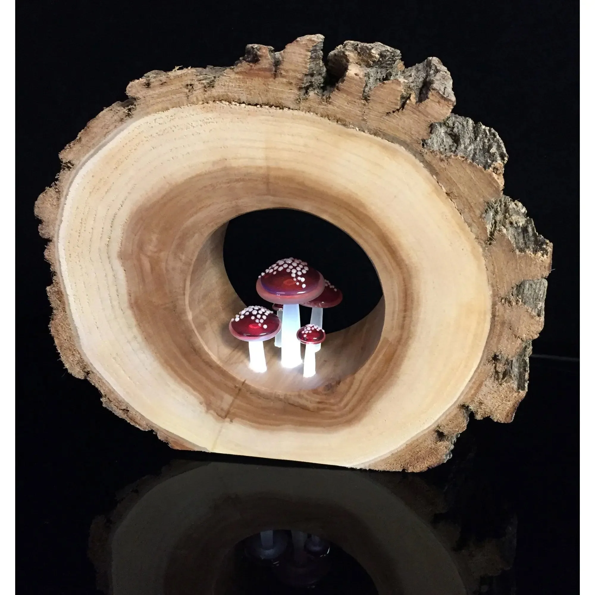 Glass Mushroom in Round Willow Glass Night Light & Ambient Lighting by Sage Churchill-Foster, Sage Studios