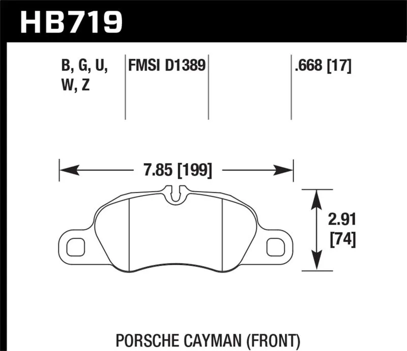 Hawk Ceramic Street Front Brake Pads - 2013-2016 Porsche 911 Series (Does not fit S models) - HB719Z.668