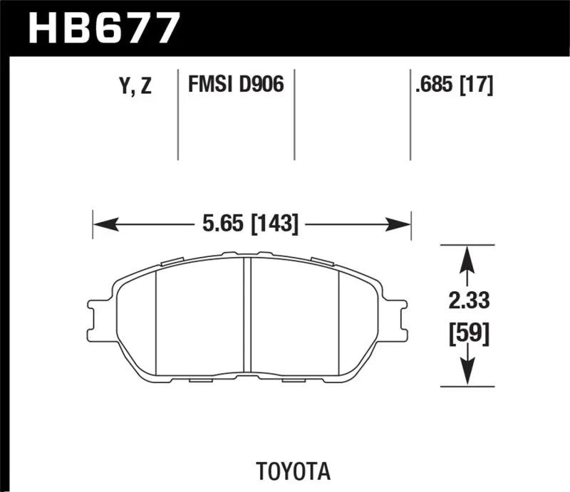 Hawk Ceramic Street Front Brake Pads - Lexus 02-03/04-06 ES300/330 Toyota 98-12 Tacoma/Adynl Models - HB677Z.685