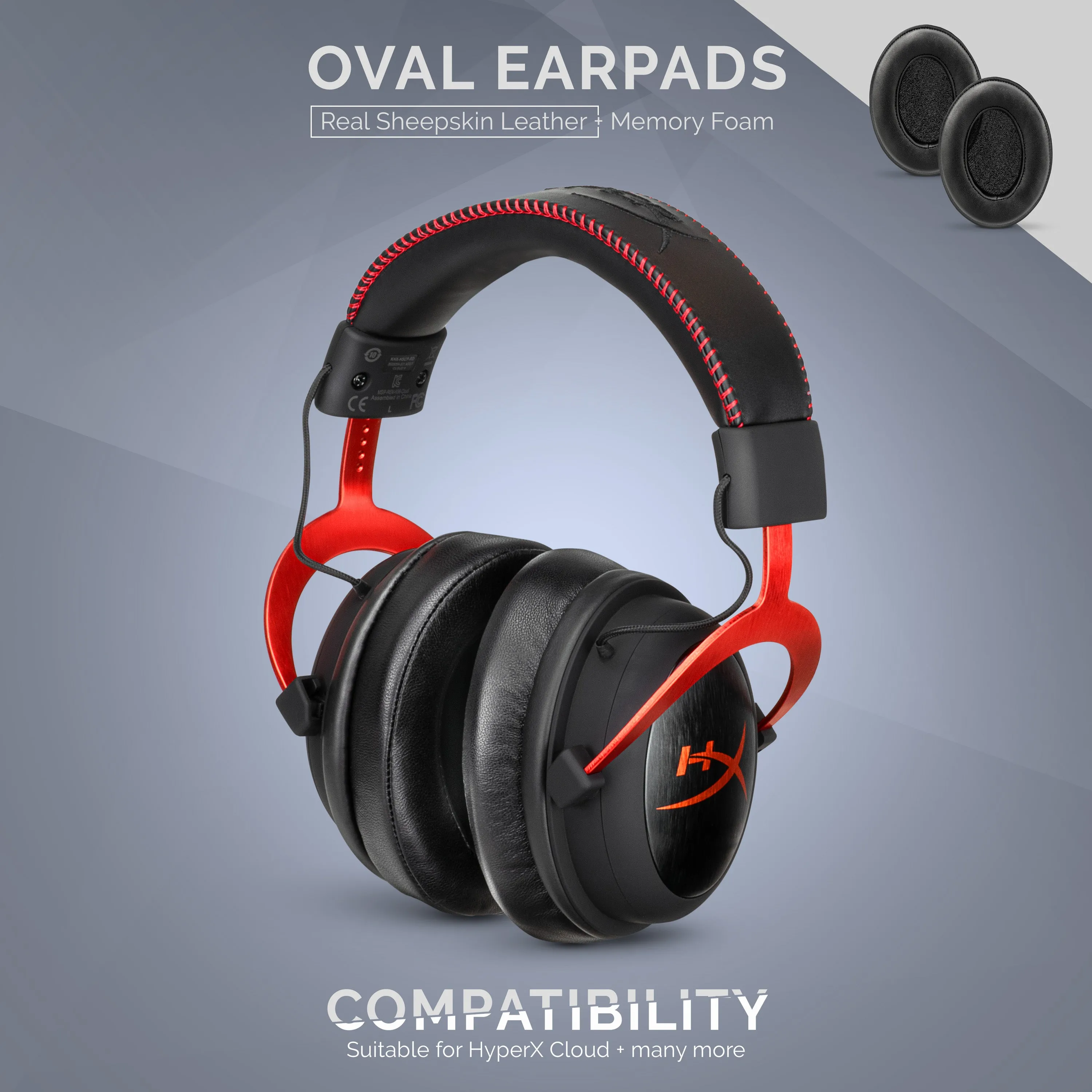 Headphone Memory Foam Earpads - Oval  - Sheepskin Leather