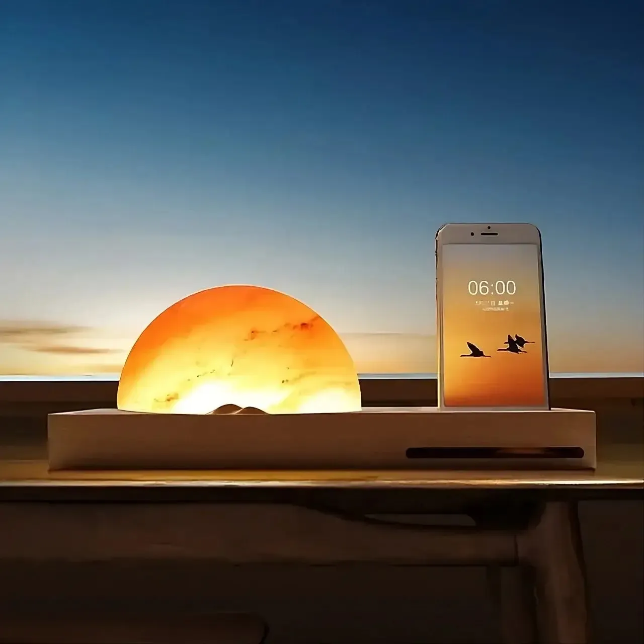 Himalayan LED Salt Lamp with Wireless Charging and Stand