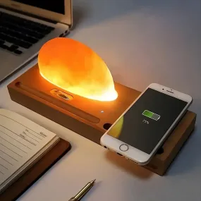Himalayan LED Salt Lamp with Wireless Charging and Stand