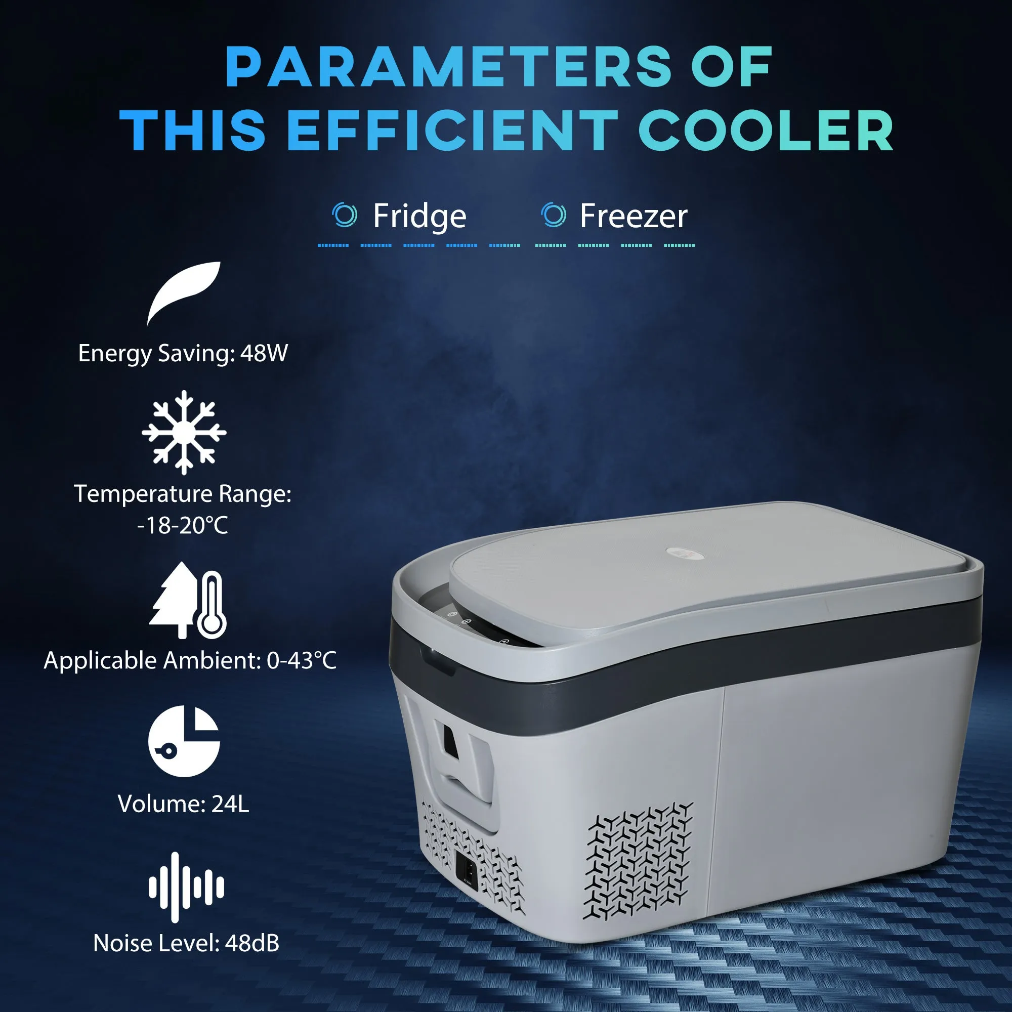 HOMCOM 12 Volt Car Refrigerator 24L Portable Compressor Cooler Fridge Freezer
