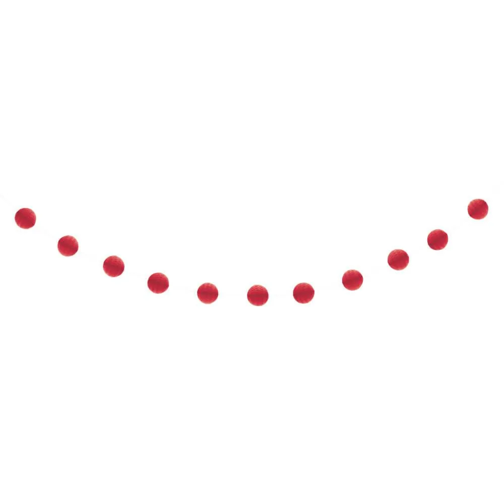 Honeycomb Ball Garland 7ft, Red
