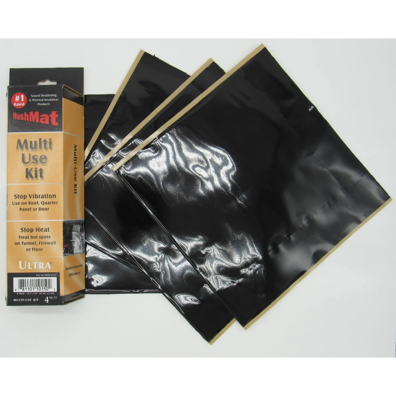 Hushmat Ultra Starter Kit Heat and Sound Barrier 12 x 12" Sheet 1/8" Thick Rubber - Black