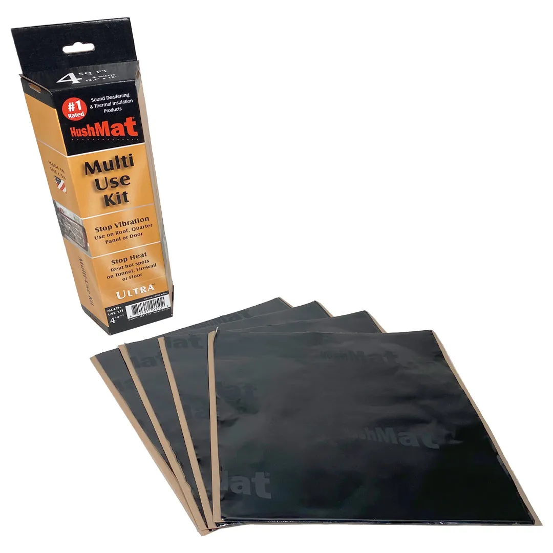 Hushmat Ultra Starter Kit Heat and Sound Barrier 12 x 12" Sheet 1/8" Thick Rubber - Black