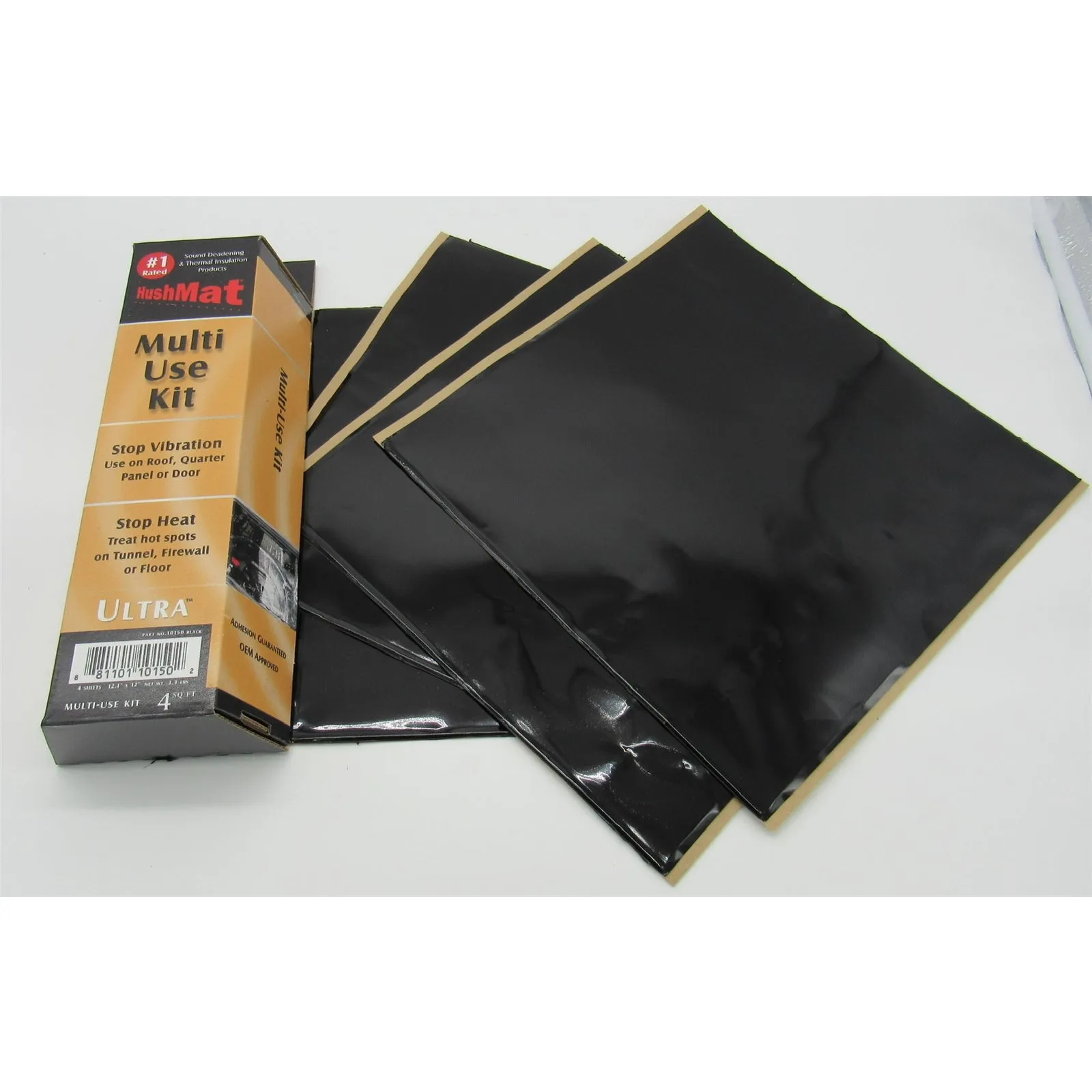 Hushmat Ultra Starter Kit Heat and Sound Barrier 12 x 12" Sheet 1/8" Thick Rubber - Black