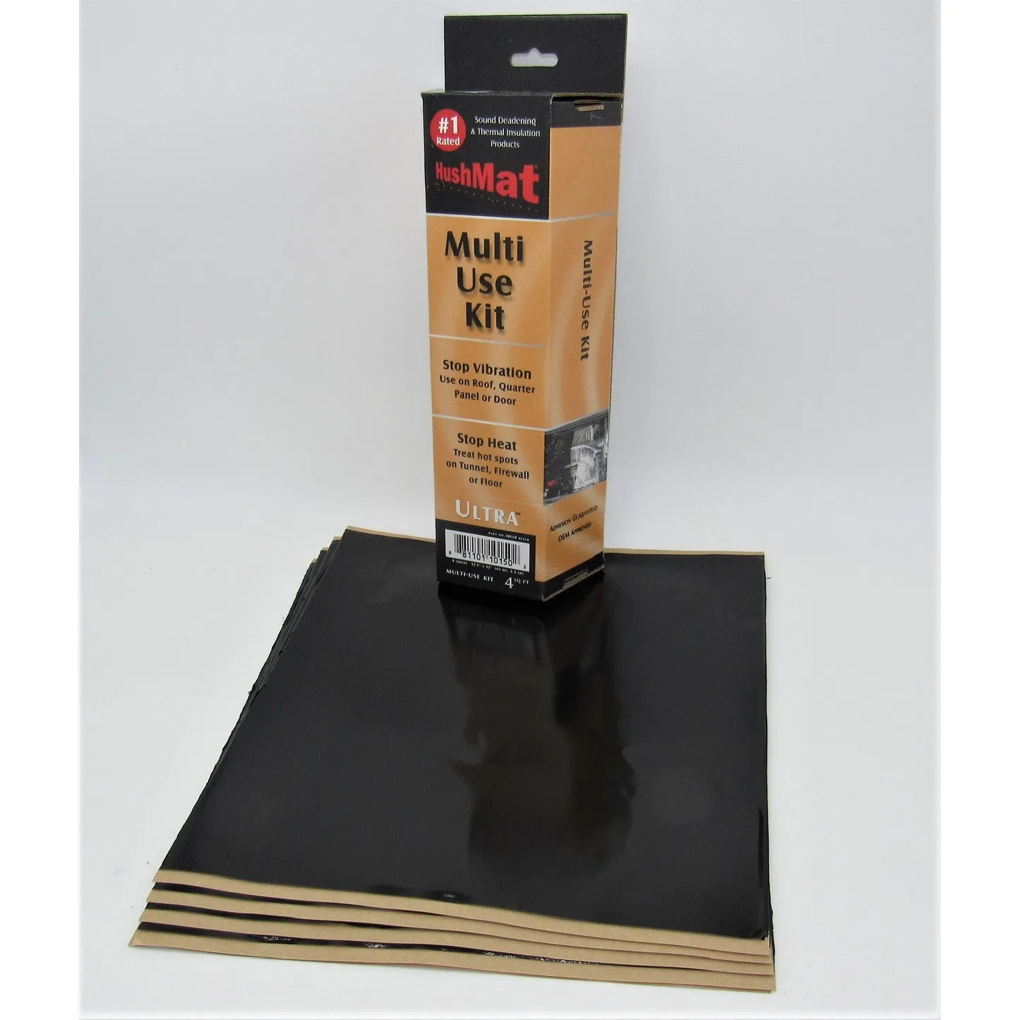 Hushmat Ultra Starter Kit Heat and Sound Barrier 12 x 12" Sheet 1/8" Thick Rubber - Black